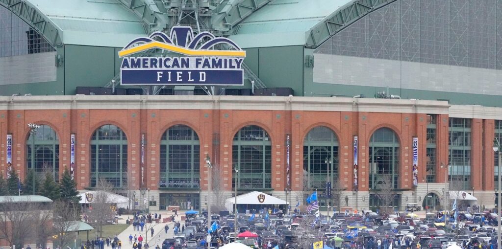 Chicago Cubs and Milwaukee Brewers players line up at American Family Field ahead of their May 2, 2025 game, with fans eagerly anticipating the NL Central showdown.